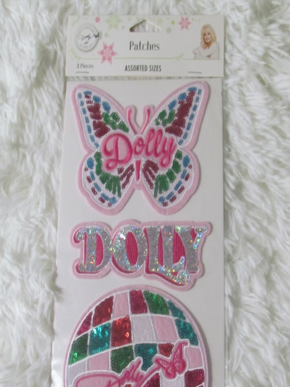 Official Dolly Parton Set of 3 Large Embroidered & Sequined Patches NEW
